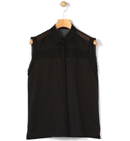 コットン シースルーコンビシャツ