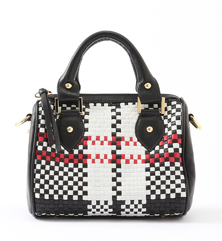 PIETRA ALESSANDRO チェックレザーメッシュボストン