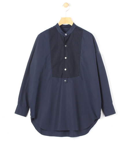 コットンブロードコンビ スタンドカラーシャツ