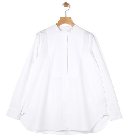 コットンンツイル スタンドカラーシャツ