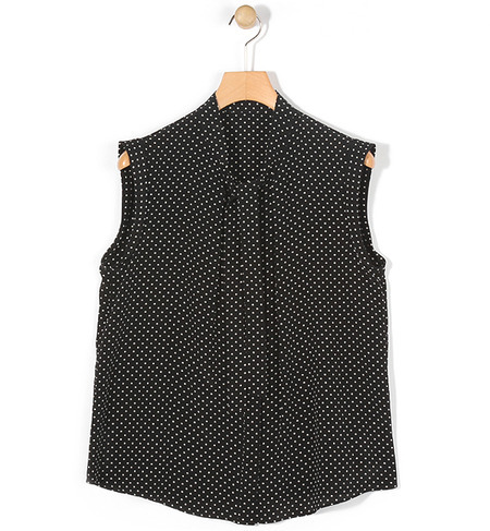 シルクドットプリント ボウタイブラウス