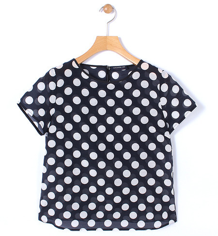 コットンシルクドット ショートスリーブブラウス