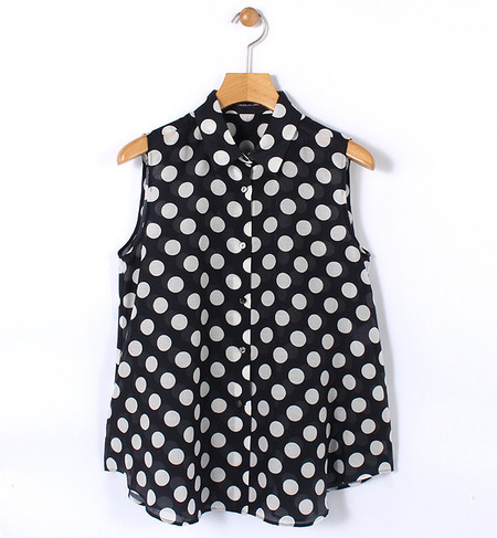 コットンシルクドット ノースリーブブラウス