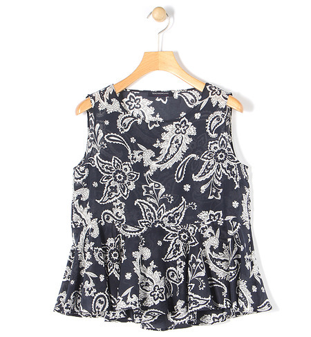 ペイズリープリント ぺプラムブラウス