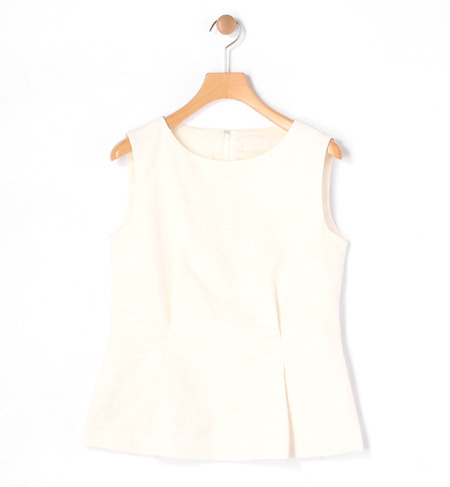 コットンポリエステルジャカード ぺプラムブラウス