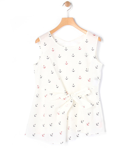 アンカープリント ノースリーブブラウス