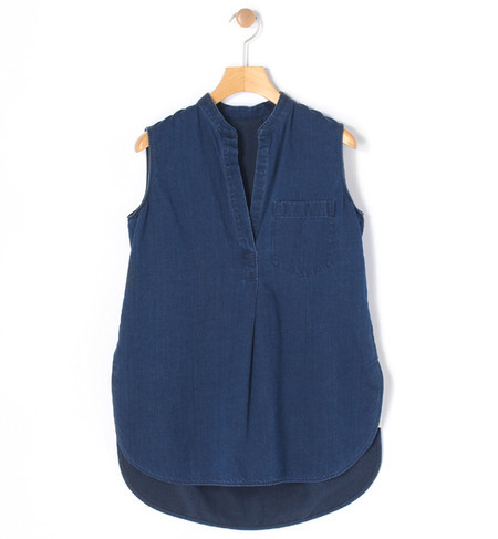 コットンダンガリー ノースリーブシャツ