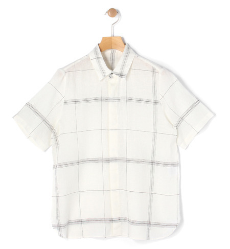 リネンチェック ハーフスリーブシャツ
