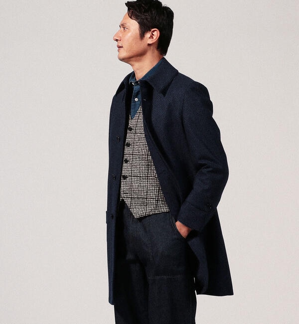 ウールカシミヤフランネル ステンカラーコート ERMENEGILDO ZEGNA