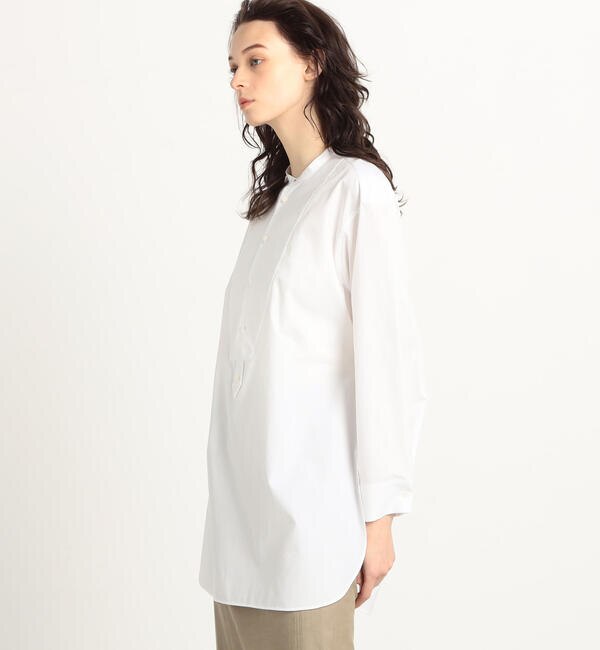 BOURRIENNE ATELIER コットン バンドカラーロングシャツ