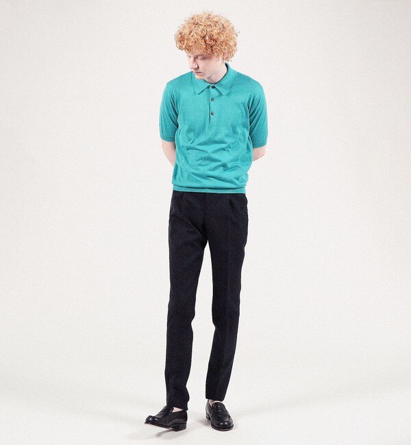 JOHN SMEDLEY 30G コットン ニットポロシャツ Easy fit