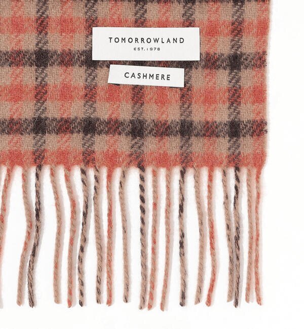 希少 黒入荷！ TOMORROWLAND チェックリバーシブルマフラー カシミヤ 小物