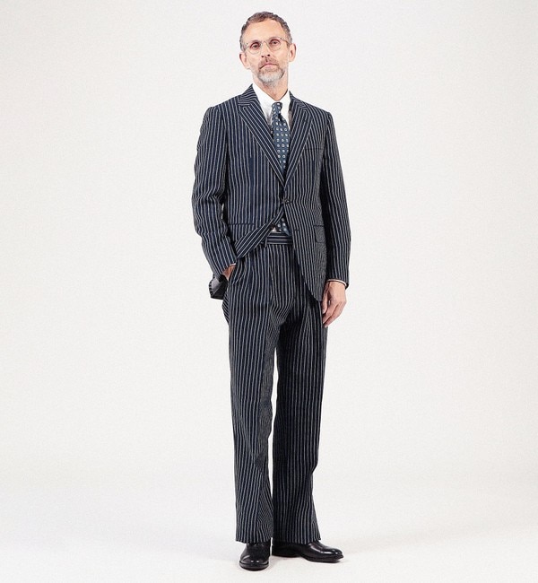 リネンウール シングルブレステッド2Bスーツ Dormeuil Tumbled Linen