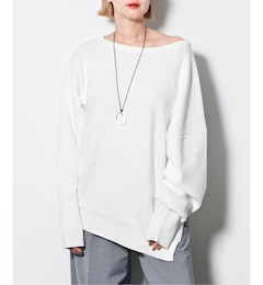 OFF-SHOULDER COTTON SWEATER：ニット