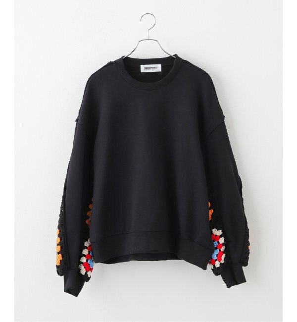 【DISCOVERED / ディスカバード】 CROCHET SLEEVE SWEAT