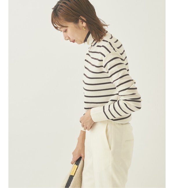 超歓迎 plage ミラノリブハイネックボーダープルオーバー◇ - Tシャツ 