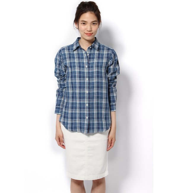 リネンチェック柄シャツ