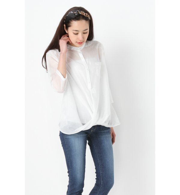 TSUNODA PARIS 裾バルーンレースブラウス