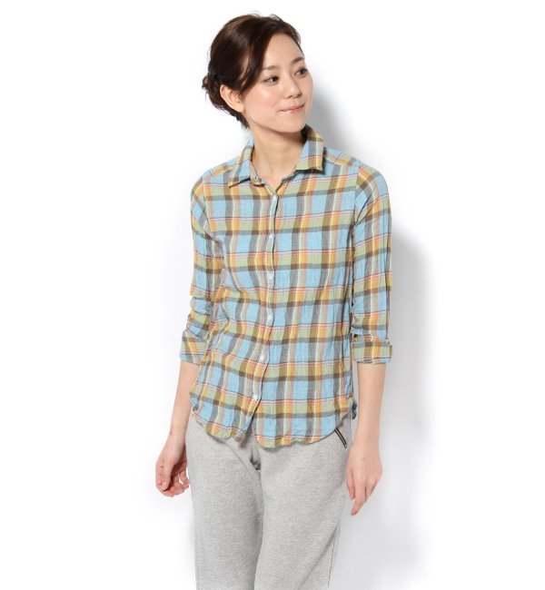 コットンラミーチェック柄シャツ