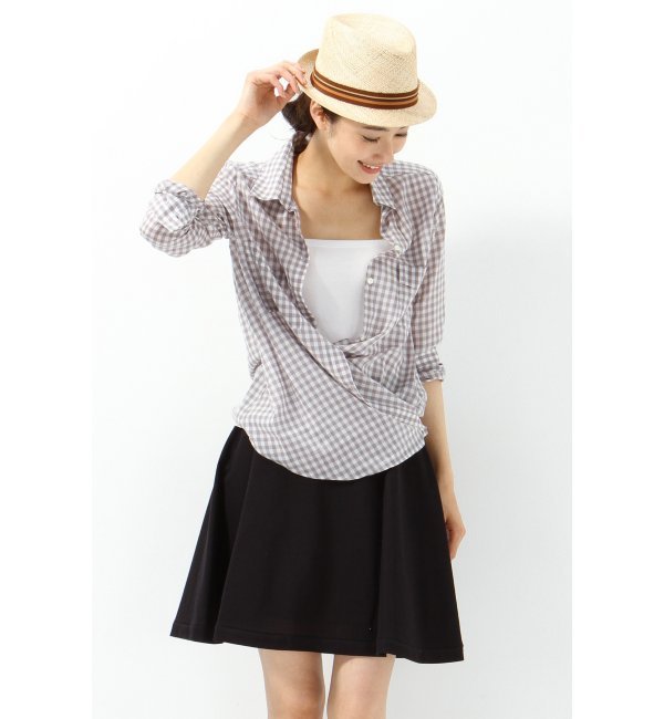 ギンガムチェック柄カシュクールシャツ