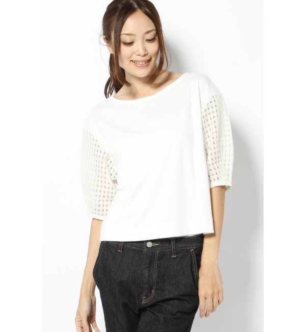 レーススリーブプルオーバーブラウス