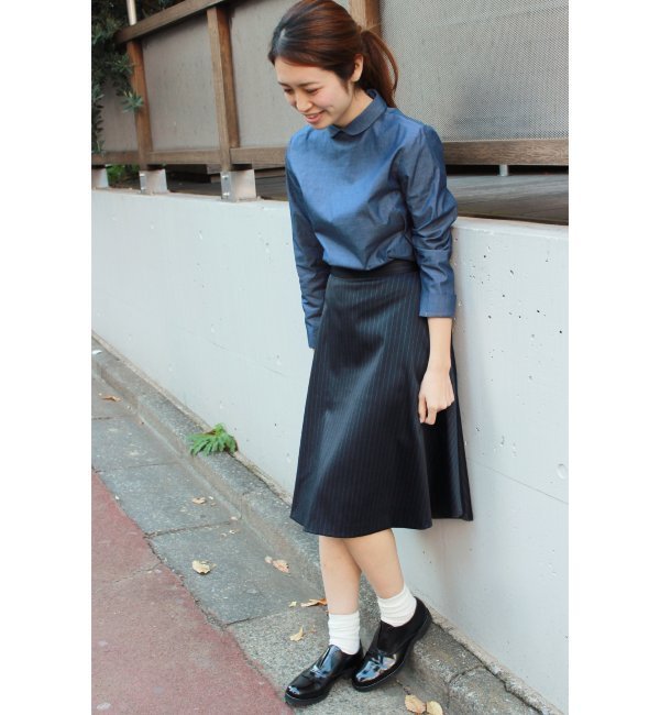 《追加》シャンブレー 後ろ開きブラウス