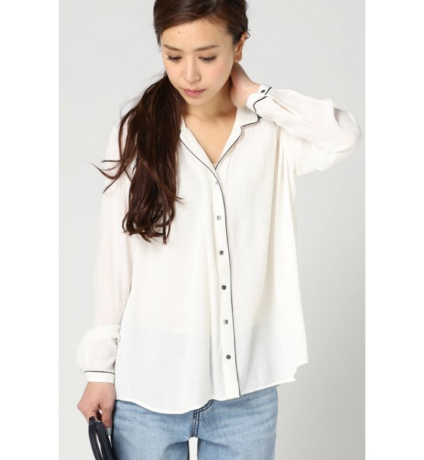 バイカラーパイピングブラウス