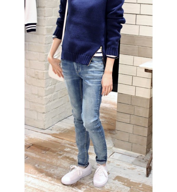 LUC DNM ダメージストレッチデニムパンツ