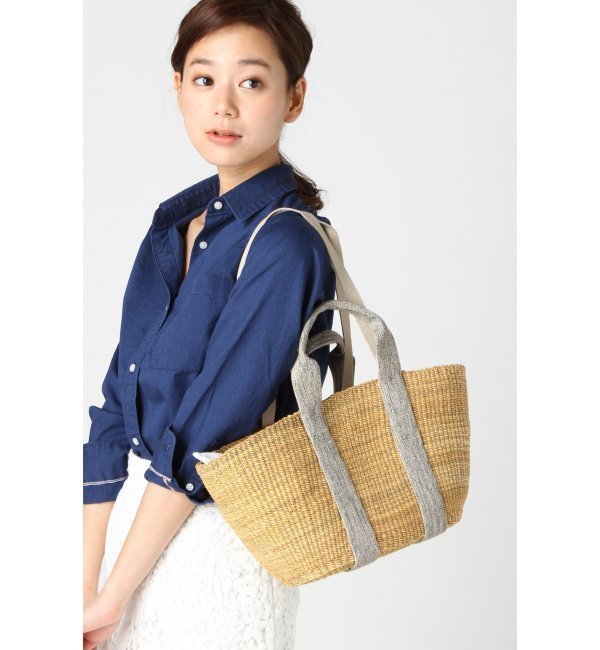 MUUN 巾着付 ヨコナガカゴバッグ