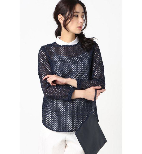 【イエナ/IENA】 【FIGARO japon25周年コラボアイテム】格子レース 後ろ開きブラウス [送料無料]