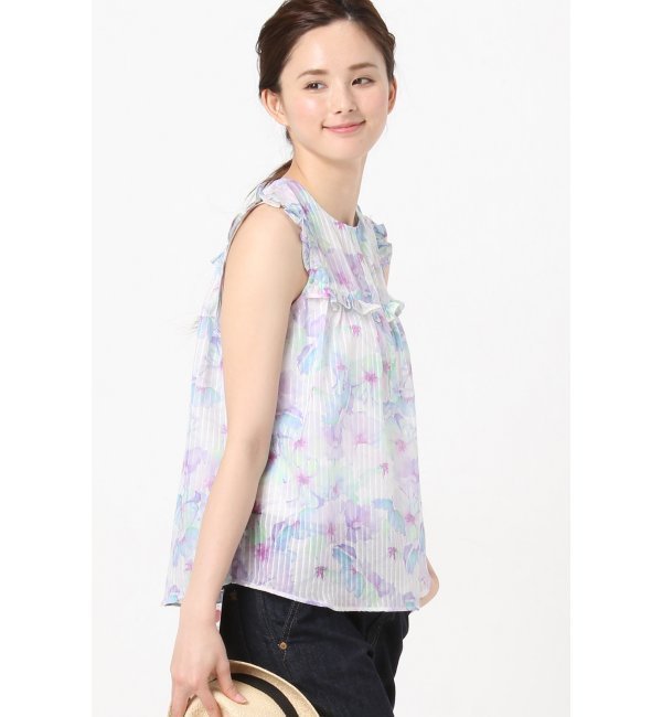 BLOSSAN コットンシルクフラワーブラウス