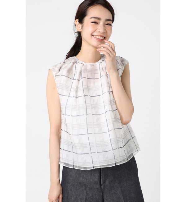 シルクオーガンジープリントTOPS