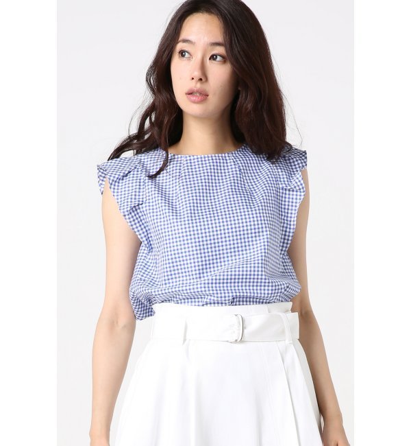 ALBINIギンガム フリルブラウス