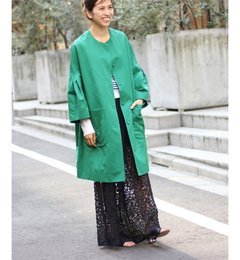 【イエナ/IENA】 《追加》IENA LA BOUCLE T/C グログランノーカラーケープコート◆ [送料無料]