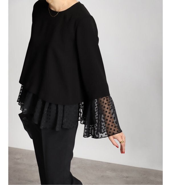 【Room no.8 BLACK/ルームエイトブラック】DOT LACE CHANGE DRAPE TOPS