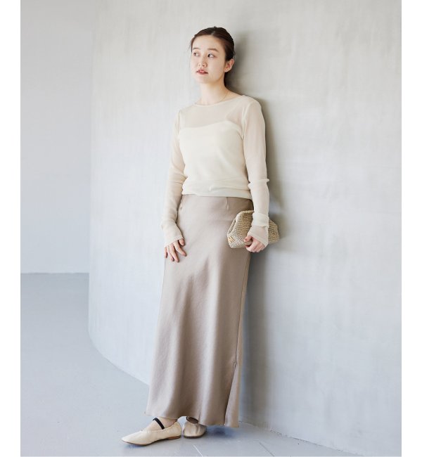 【IENA】ダブルサテンスカート（ホワイトA 34）素人検品のためご了承ください