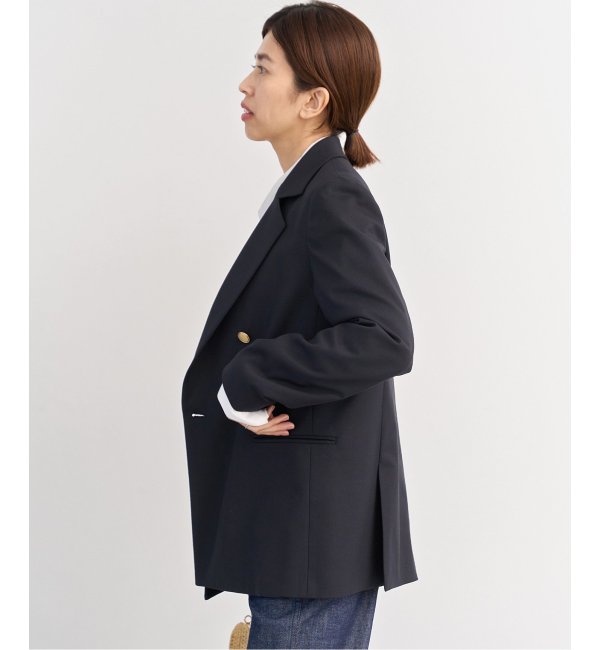 クルーレ　ダブルブレストツイルジャケット　ネイビー　サイズ2ファッション