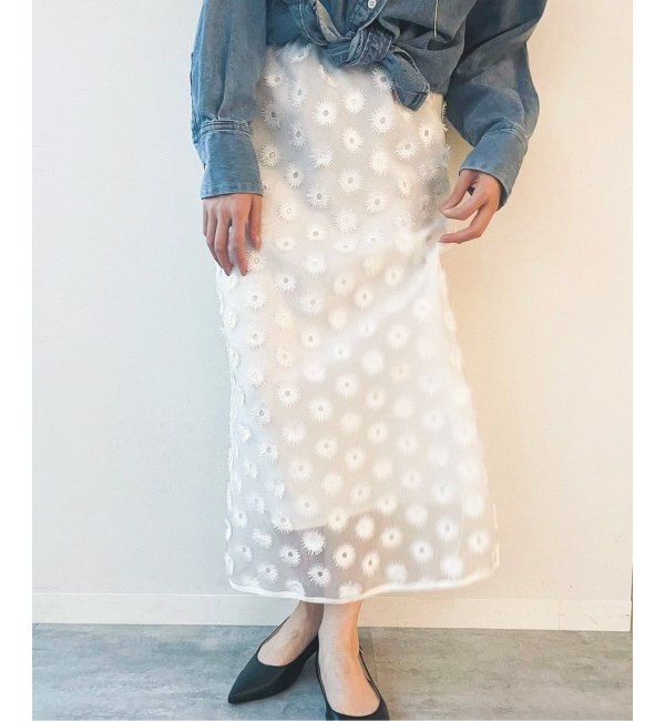 【イエナ】シアージャガード刺繍スカート ブラック 38