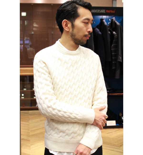 【UOMO12月号掲載】CASHMERE 3GG CABLE C/N P/O