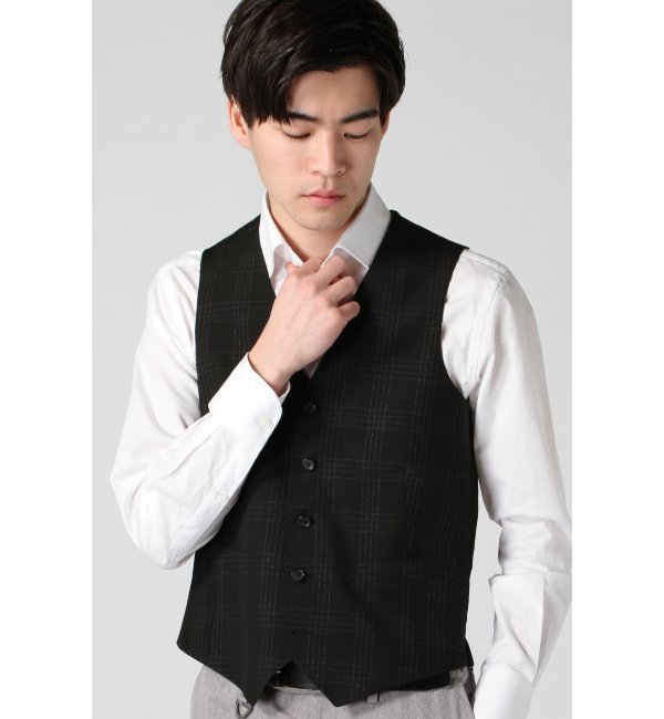 【エディフィス/EDIFICE】 ＜Light Suit / ライトスーツ＞ VEST CERRUTI カスリチェック [送料無料]