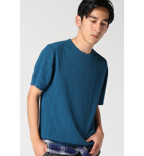 【エディフィス/EDIFICE】 COTTON ケーブル半袖ニット [送料無料]