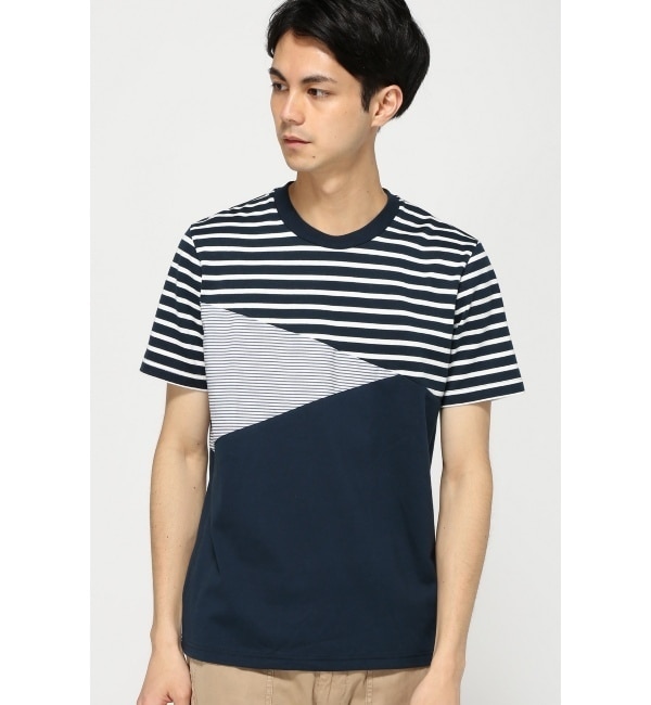 【エディフィス/EDIFICE】 ボーダーブロッキング クルーネックTEE [送料無料]