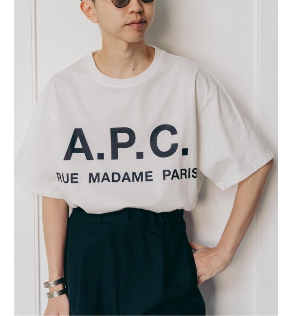 EDIFICE 別注 A.P.C. オーバーサイズ ロゴプリント Tシャツ
