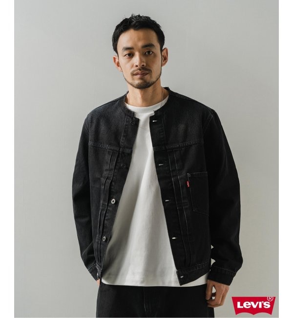 メンズファッションなら|【エディフィス/EDIFICE】 《予約》Levi’s(リーバイス) 別注 Type 1 Trucker Jacket BLACK "COLLARLESS"