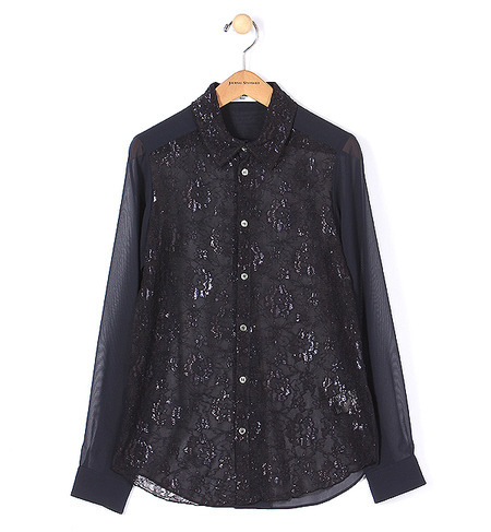 ラメレースシャツ