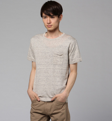 イタリーリネンクルーネックポケットTシャツ