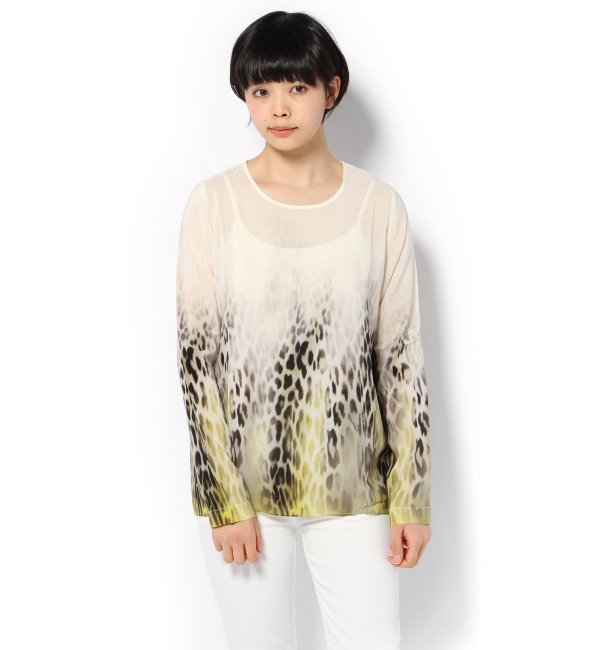 【ROSEanna/ローズアンナ】 クルーレオパードブラウス