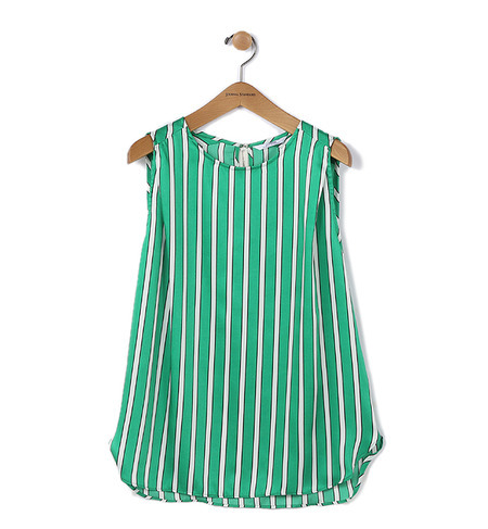 TRAD STRIPE TWILLタックブラウス