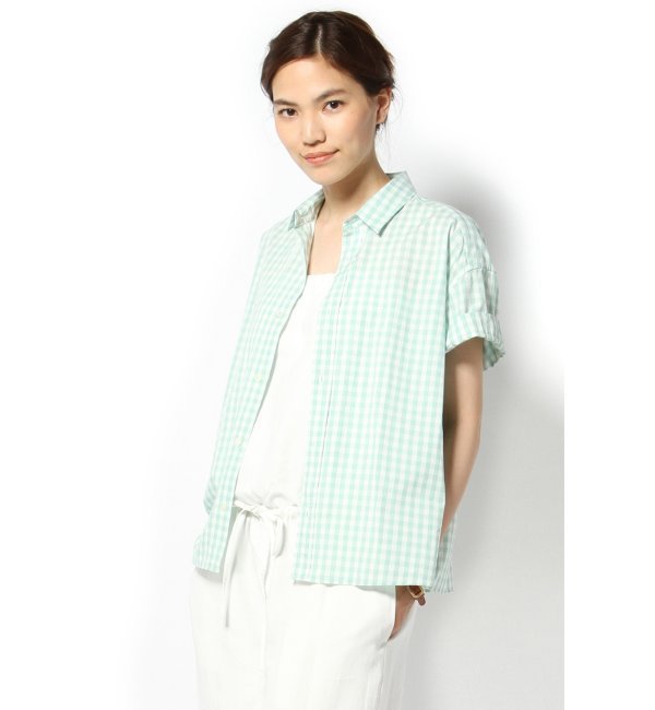 ギンガムチェックハンソデシャツ