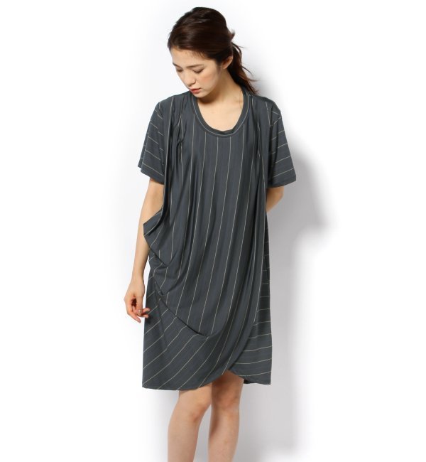 【OKIRAKU×L'essage】 STRIPE JERSEY ワンピース
